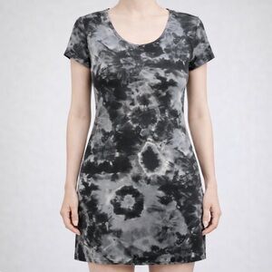 Vintage 90s Y2K Two Stars Made in USA Tie-Dye Short Sleeve Shirt Dress